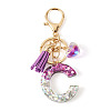Alloy Resin Heart Keychains KEYC-TADJ0002-01G-C-1