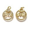 Brass Micro Pave Clear Cubic Zirconia Pendants ZIRC-H114-16G-2