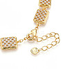 Brass Micro Pave Clear Cubic Zirconia Rectangle Link Chain Bracelets for Women ZIRC-T016-07G-4