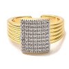 Rack Plating Brass Micro Pave Clear Cubic Zirconia Cuff Rings for Women RJEW-G325-13I-GP-2