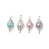 Copper Wire Wrapped Shell Pearl Pendants PALLOY-JF03115-2