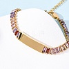 304 Stainless Steel Glass Link Chain Bracelets BJEW-G753-03G-03-3