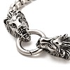 304 Stainless Steel Box Chain Bracelets with Lion Clasps BJEW-E094-05AS-3