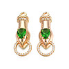 Brass Clear & Green Cubic Zirconia Connector Charms KK-N216-356LG-1