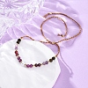 Faceted Round Natural Grey Agate & Red Agate & Amethyst Braided Bead Bracelets BJEW-F493-09G-03-1