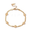 Ion Plating(IP) 304 Stainless Steel Half Round Beaded Herringbone Chain Bracelet for Women BJEW-G656-01G-1