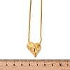 304 Stainless Steel Textured Heart Pendant Snake Chain Necklaces NJEW-U026-11G-5