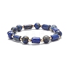 Natural Lapis Lazuli Column & Round Stretch Bracelet for Women BJEW-JB09351-04-1