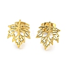 Hollow Out Maple Leaf 304 Stainless Steel Stud Earrings EJEW-G359-01G-1