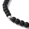 Natural Black Agate Round Beaded Necklace NJEW-B083-02-3