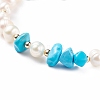 Synthetic Howlite & Pearl Beaded Bracelet with Alloy Enamel Heart Charms BJEW-JB08039-04-4