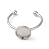 Non-Tarnish 304 Stainless Steel Open Cuff Ring Components X-STAS-I306-05B-P-2