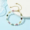 Adjustable Natural Tourmaline & Cultured Freshwater Pearl Beads Slider Bracelets for Women BJEW-JB13609-01-1