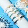 5Pcs 5 Styles Natural Quartz Crystal & Lapis Lazuli & Apatite & Aquamarine & Synthetic Turquoise Chip Beaded Stretch Bracelet Sets BJEW-JB10840-3