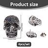 4Pcs Skull Brass Lapel Pin Backs JEWB-FH0002-12-2