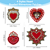 DICOSMETIC 4Pcs 4 Style Heart Beading Sequin Rhinestone Costume Accessories DIY-DC0002-69-2