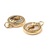 Brass Cubic Zirconia with Shell Pendants KK-K342-08G-3