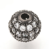 Brass Micro Pave Cubic Zirconia Beads ZIRC-Q013-12mm-142B-3