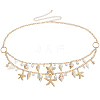 Natural Shell and Plastic Imitation Pearl and Iron Starfish Tassel Double Layer Waist Chains for Women AJEW-CP0011-35A-1