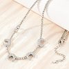 Brass Micro Pave Clear Cubic Zirconia Double Horn and Round Beaded Necklaces KK-CBA4547-06P-2
