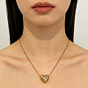 304 Stainless Steel Pave Clear Cubic Zirconia Geometric Pendant Necklaces for Women WGD0538-04-2