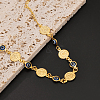 Vintage Beach Brass Coin Blue Evil Eye Link Chain Anklets for Women MD8802-3