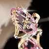 Leaf & Dragonfly Brass Glass Finger Rings FS-WGB6037-04-1