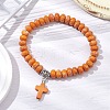 Synthetic Imperial Jasper Beads & Turquoise Cross Stretch Bracelets for Women Men BJEW-JB11382-4