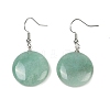 Natural Green Aventurine Flat Round Dangle Earrings EJEW-D188-03P-03-2