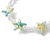 Starfish Synthetic Turquoise & Imitated Pearl Acrylic & Glass Twisted Bugle Beaded Bracelets for Women BJEW-JB11850-4