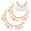 2Pcs Alloy Enamel Pink Flower Charm Cable Chain Bag Decorative Chains HJEW-PH02296-1