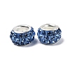 Polymer Clay Rhinestone European Large Hole Beads with Silver Color Plated Brass Cores FPDL-R002-08-2