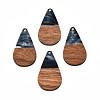 Transparent Resin & Walnut Wood Pendants RESI-N025-030-C-3