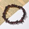 Chips Natural Garnet Beaded Stretch Bracelets X-BJEW-JB01826-09-6