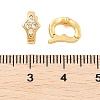 Brass Micro Pave Clear Cubic Zirconia Fold Over Clasps KK-U056-10G-3