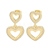 Hollow Heart Brass Pave Clear Cubic Zirconia Dangle Earrings EJEW-M258-26G-1
