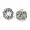 304 Stainless Steel Pave Cubic Zirconia Twisted Chain Disc Stud Earrings for Women EJEW-G390-06P-01-1