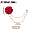 4Pcs Polyester Rose Flower Lapel Pin Backs JEWB-FH0002-09B-2