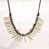 Bohemian Natural Coconut Triangle & Rondelle Wood Beaded Cotton Cord Bib Necklaces FS-WG1FFFB-01-2