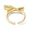 Bowknot Brass Micro Pave Clear Cubic Zirconia Open Cuff Rings for Women RJEW-C098-20G-3