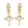 Brass Cubic Zirconia Pendants ZIRC-C001-01G-1