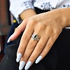 Brass Pave Cubic Zirconia Finger Rings FS-WGC2302-01-3