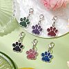 6Pcs 6 Colors Dog Paw Print Alloy Enamel Pendant Decorations HJEW-JM02587-2