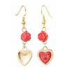 3 Pairs 3 Style Red Alloy Enamel Charms & Rose Beaded Dangle Earrings EJEW-JE05031-03-5