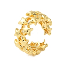 Star Brass Open Cuff Rings for Women RJEW-A048-22G