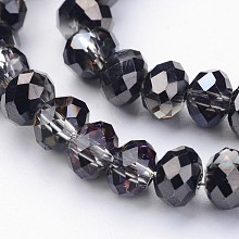 Half Plated Faceted Rondelle Electroplate Glass Beads Strands GLAA-A024D-HP02
