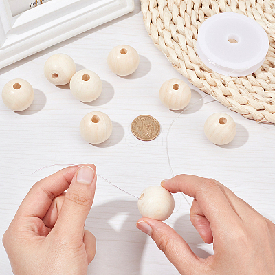 Natural Unfinished Wood Round Beads WOOD-PH0008-91-30mm-1