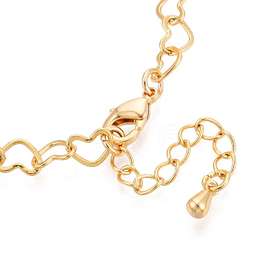 Brass Heart Link Chain Bracelets for Women BJEW-N032-08B-G-1