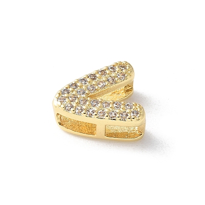 Brass Micro Pave Clear Cubic Zirconia Initial Multi-strand Links KK-S520-01G-21-1