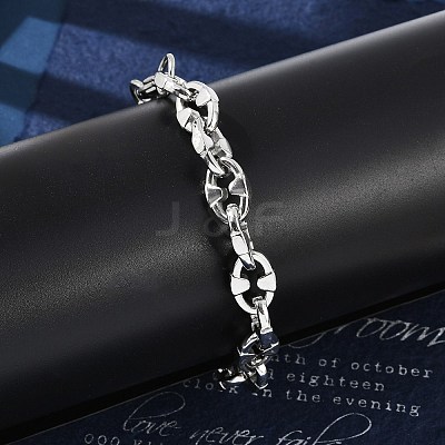304 Stainless Steel Oval Link Chain Bracelets for Women Men BJEW-F488-48C-P-1